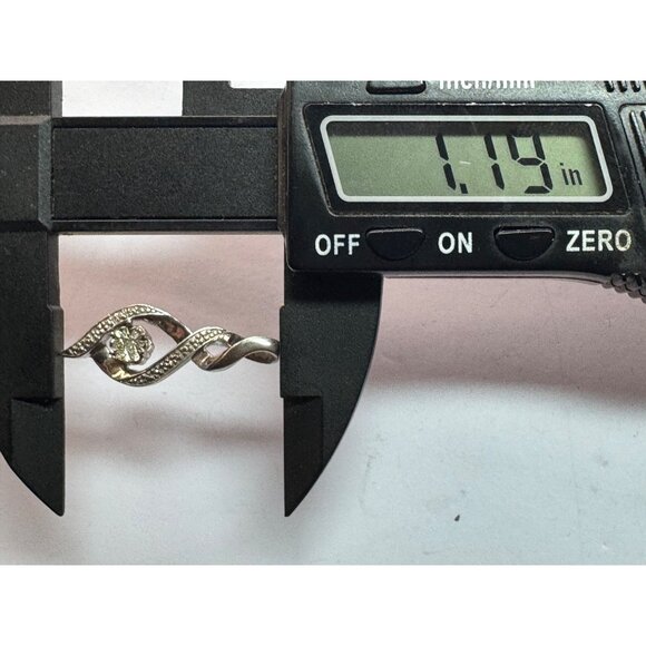 Estate Sterling Silver 925 Pendant Twisted Design CZ Accent, 1.19in, 2.3g, No Ch - Picture 7 of 8